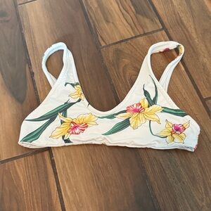 Floral Bikini Top with Yellow and Pink Accents